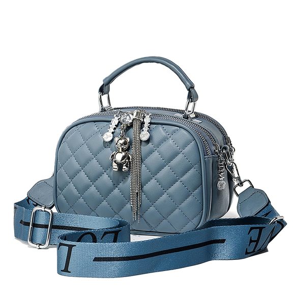 Stylish Small Blue Anti Theft Crossbody Bags Quilted Purses :D - Picture 1 of 6